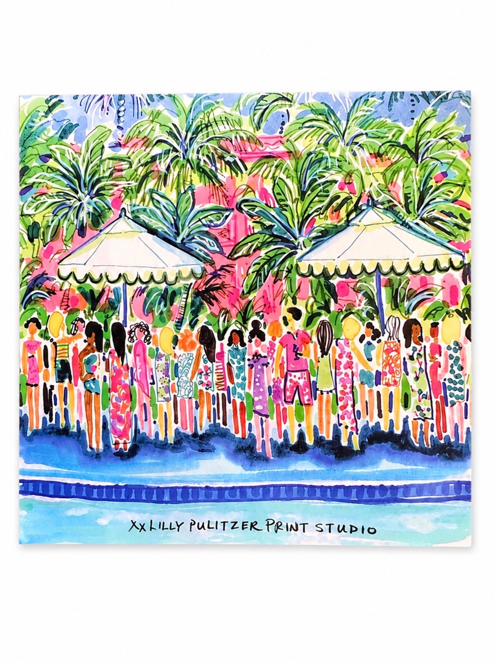 Lilly Pulitzer Print Studio Pink Party Soirée 5x5 Artwork HTF